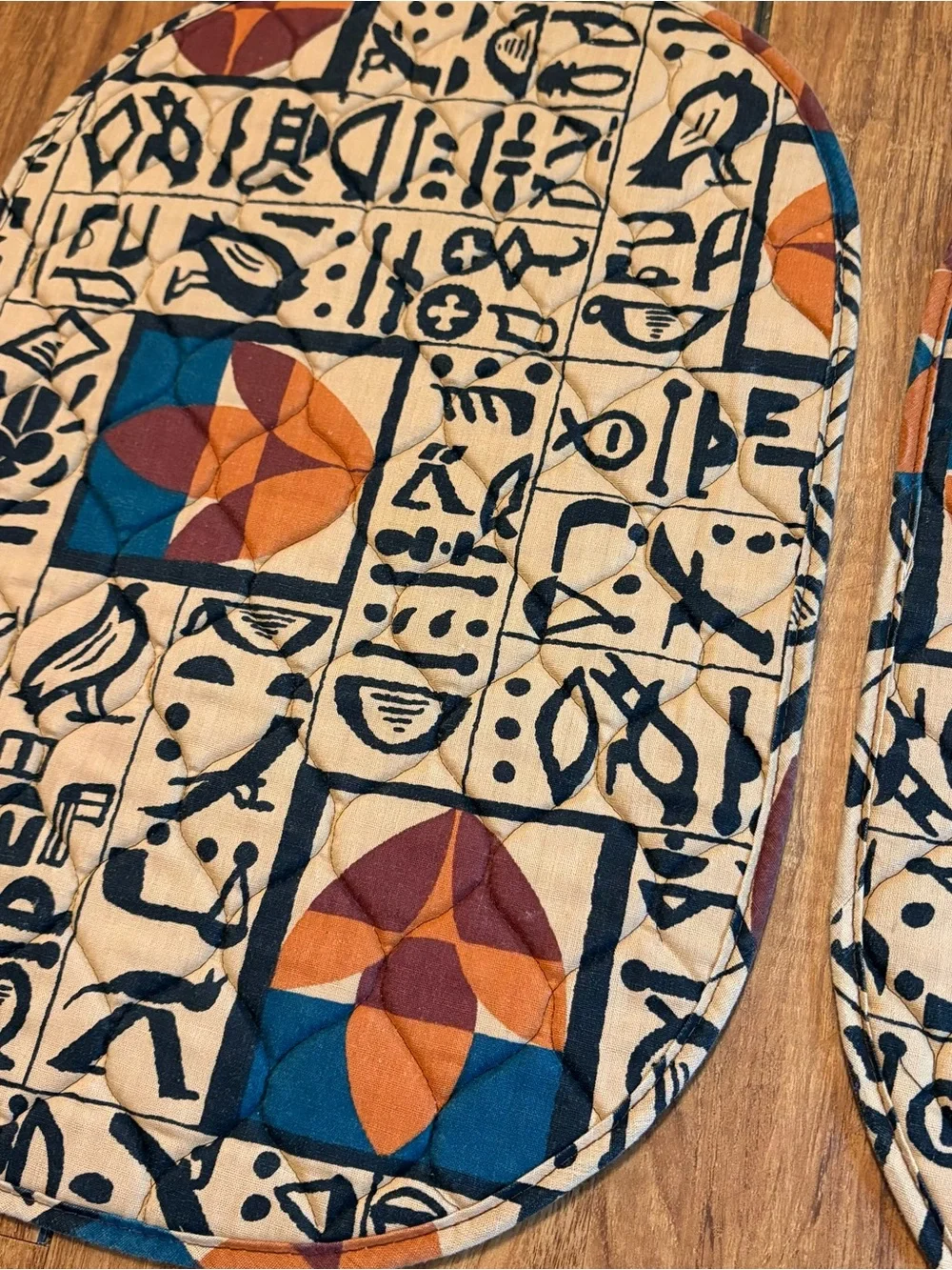Vintage Aztec Tribal Geometric Quilted Placemats & Napkins Set of 4 Romatch